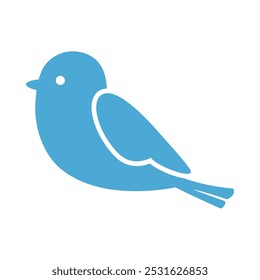 Vector isolated illustration of a simple blue little bird.