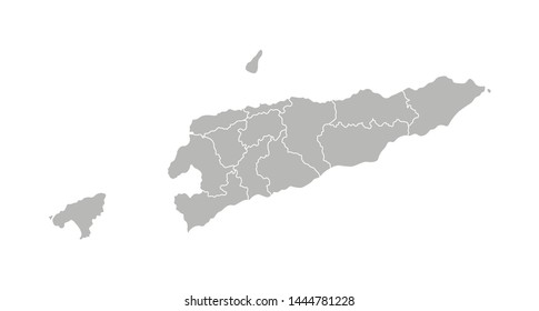 Vector isolated illustration of simplified administrative map of East Timor (Timor-Leste). Borders of the provinces (regions). Grey silhouettes. White outline.