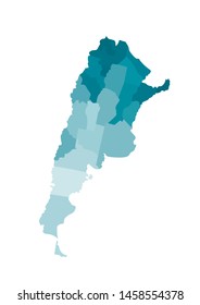 Vector isolated illustration of simplified administrative map of Argentina. Borders of the provinces (regions). Colorful blue khaki silhouettes.