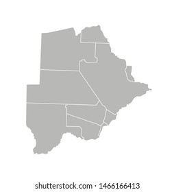 Vector isolated illustration of simplified administrative map of Botswana. Borders of the districts (regions). Grey silhouettes. White outline.