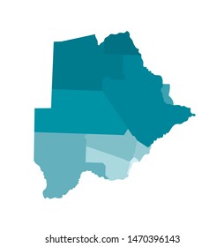 Vector isolated illustration of simplified administrative map of Botswana. ﻿Borders of the districts (regions). Colorful blue khaki silhouettes.