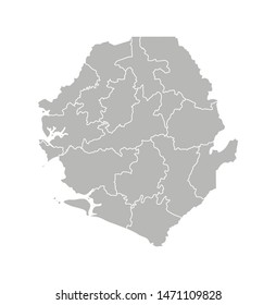 Vector isolated illustration of simplified administrative map of Sierra Leone. Borders of the districts . Grey silhouettes. White outline.