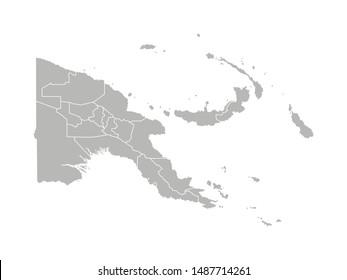 Vector isolated illustration of simplified administrative map of Papua New Guinea. Borders of the provinces. Grey silhouettes. White outline.