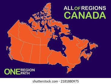 Vector, isolated illustration of simplified administrative map of Canada. Boundaries of provinces (regions)