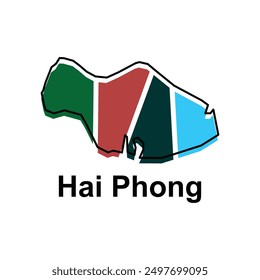 Vector isolated illustration of simplified administrative map of Hai Phong. Borders and names of the regions. suitable for your company