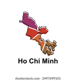 Vector isolated illustration of simplified administrative map of Ho Chi Minh. Borders and names of the regions. suitable for your company