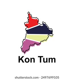 Illustration isolée d'Image vectorielle d'une carte administrative simplifiée de Kon Tum. Bordures et noms des régions. adapté à votre entreprise