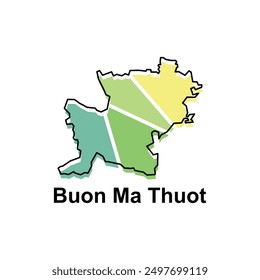 Vector aislado ilustración de mapa administrativo simplificado de Buon Ma Thuot. Fronteras y nombres de las regiones. adecuado para su empresa