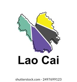 Vektorgrafik der vereinfachten Verwaltungskarte von Lao Cai. Ränder und Namen der Regionen. passend für Ihr Unternehmen