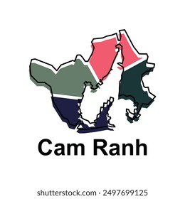 Vector aislado ilustración de mapa administrativo simplificado de Cam Ranh. Fronteras y nombres de las regiones. adecuado para su empresa