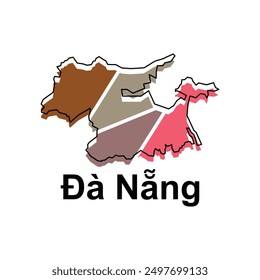 Vector isolated illustration of simplified administrative map of Da Nang. Borders and names of the regions. suitable for your company