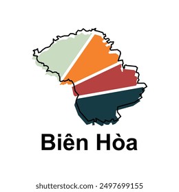 Vector isolated illustration of simplified administrative map of Bien Hoa. Borders and names of the regions. suitable for your company