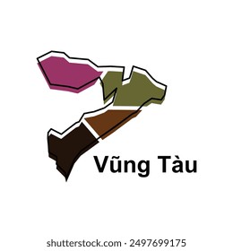 Vector isolated illustration of simplified administrative map of Vung Tau. Borders and names of the regions. suitable for your company