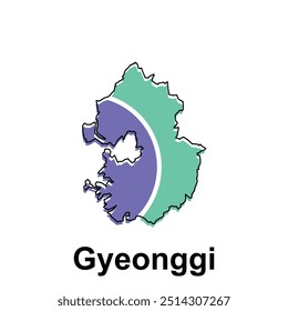 Vektorgrafik der vereinfachten administrativen Landkarte Provinz Gyeonggi. Ränder und Namen der Regionen. passend für Ihr Unternehmen