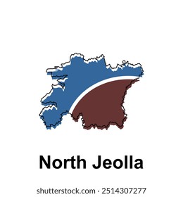Vektor einzelne Illustration der vereinfachten administrativen Karte Provinz von North Jeolla. Ränder und Namen der Regionen. passend für Ihr Unternehmen
