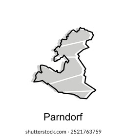 Vector isolated illustration of simplified administrative map of Parndorf. Borders and names of the regions. suitable for your company