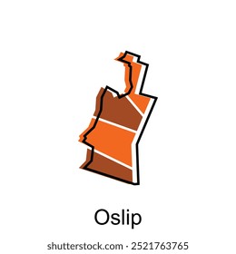 Vector isolated illustration of simplified administrative map of Oslip. Borders and names of the regions. suitable for your company