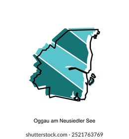 Ilustração isolada do vetor do mapa administrativo simplificado de Oggau am Neusiedler See. Bordas e nomes das regiões. adequado para sua empresa