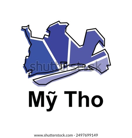 Vector isolated illustration of simplified administrative map of My Tho. Borders and names of the regions. suitable for your company