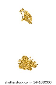 Vector isolated illustration with simplified Antigua and Barbuda map. Decorated by shiny gold glitter texture. Christmas and New Year holidays' decoration for greeting card.