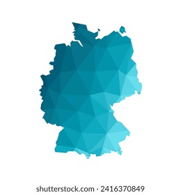 Vector isolated illustration with simplified blue silhouette of Germany map. Polygonal geometric style, triangular shapes. White background