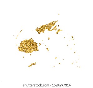 Vector isolated illustration with simplified Fiji map. Decorated by shiny gold glitter texture. New Year and Christmas holidays' decoration for greeting card