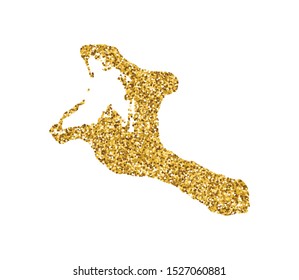 Vector isolated illustration with simplified Kiribati map. Decorated by shiny gold glitter texture. New Year and Christmas holidays' decoration for greeting card.