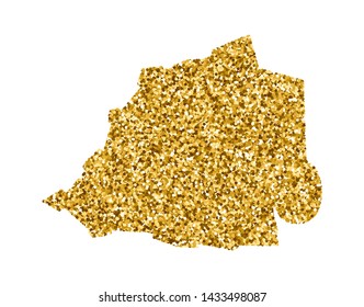 Vector isolated illustration with simplified Vatican map. Decorated by shiny gold glitter texture. Christmas and New Year holidays' decoration for greeting card