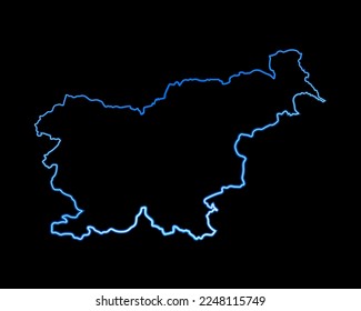  Vector isolated illustration of Slovenia map with neon effect. 