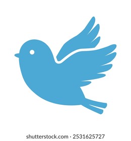 Vector isolated illustration of a small blue bird flying in the sky.