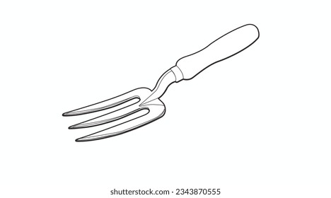 Vector Isolated Illustration of a Small Garden Fork