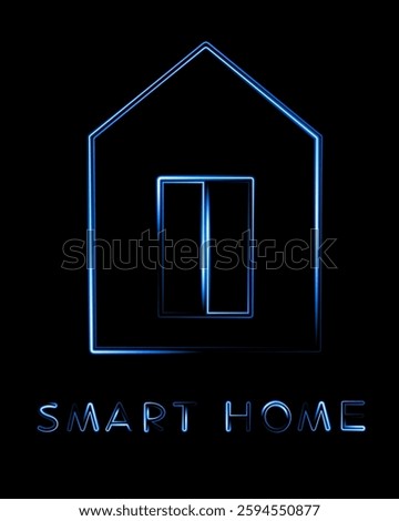 Vector isolated illustration of smart home technology with neon effect.