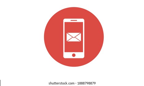 Vector Isolación Ilustración de un Smartphone con un sobre. Icono de correo electrónico de móvil rojo
