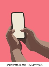 Imagen vectorial aislada del smartphone en las manos.