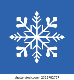 Imagen aislada de un copo de nieve. Dibujo de una silueta de un copo de nieve blanco.