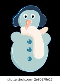 Vector aislado ilustración de un muñeco de nieve sobre un fondo blanco.