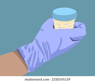 Vector isolated illustration of sperm analysis. Sperm donation.