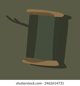 Vector isolated illustration of spool with threads. Green threads.