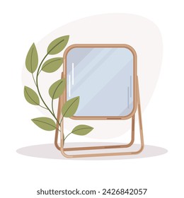 Vector isolated illustration of a square mirror. Beauty, skin care, body care, cosmetic concept.