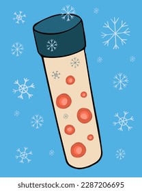 Vector isolated illustration of stem cells in a test tube. Freezing stem cells. Treatment with stem cells.