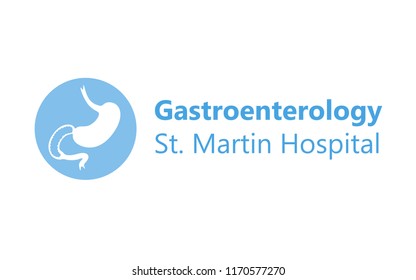 Vector isolated illustration of stomach anatomy. Human digestive system icon. Healthcare medical center, surgery, hospital, clinic, diagnostic logo. Internal organ symbol poster design. Donation 