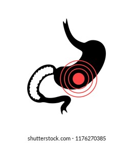Vector isolated illustration of stomach anatomy. Human digestive system icon. Healthcare medical center, surgery, hospital, clinic, diagnostic logo. Internal organ symbol poster design. Donation 