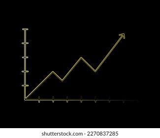 Vector isolated illustration of success with neon effect. Financial report. Growth graphic.
