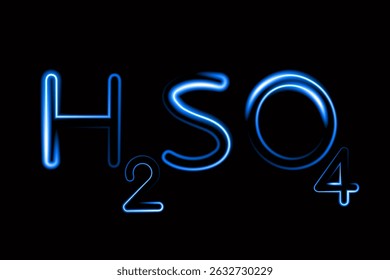 Vector isolated illustration of sulfuric acid formula with neon effect.