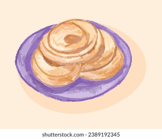 Vector isolated illustration of sweet pastry. Baked goods. Homemade baking.