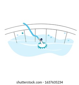 Vector isolated illustration of the swimming pool automated suction type vacuum cleaner. Swimming pool maintenance