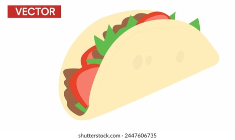 Vector Isolated Illustration of a Taco. Taco Flat Icon