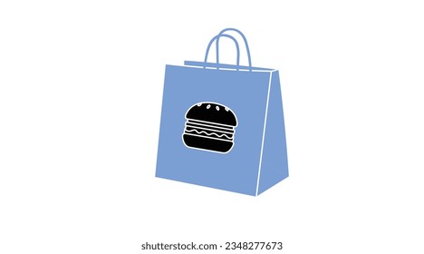 Vektorisolierte Illustration einer "Take Away Burger"-Papiertüte