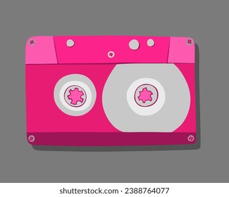  Vector isolated illustration of tape recorder cassette. Nostalgia of the 90s. Audio cassette for listening to music.
