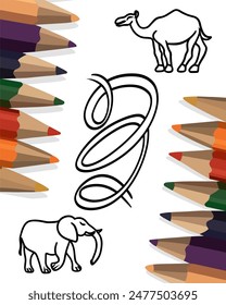 Vector isolated illustration of a task for the development of motor skills. Tasks for kindergarten.	